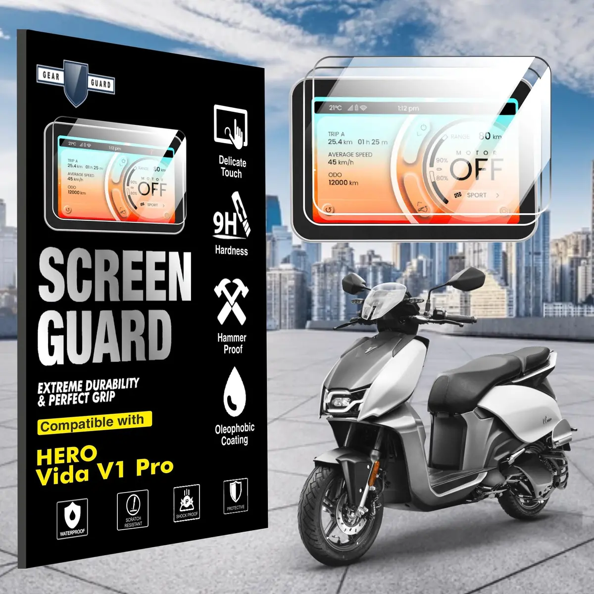 [2 Pack] Hero Vida V1 Pro Tft Instrument Cluster Digital Speed Meter Screen Protector [2022-2024] 1