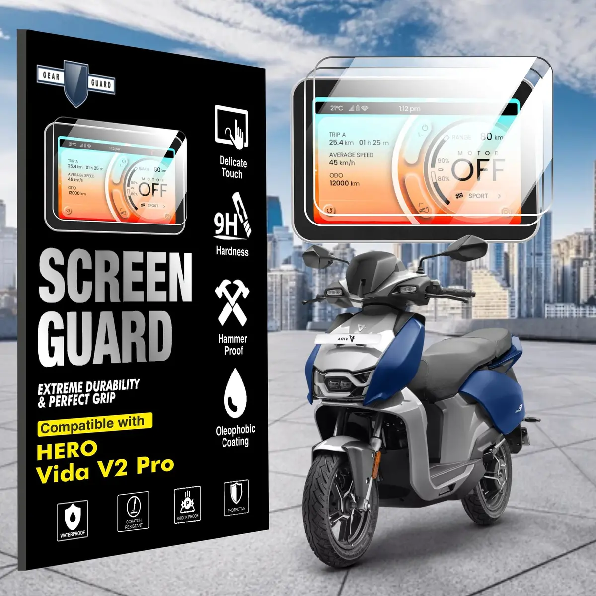 [2 Pack] Hero Vida V2 Pro Tft Instrument Cluster Digital Speed Meter Screen Protector [2024-2025] 1
