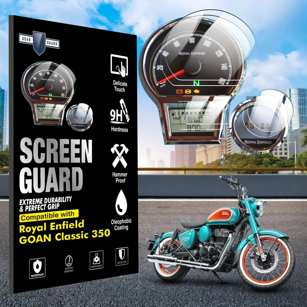 [2 Pack] Royal Enfield Goan Classic 350 Bike Accessories Speedometer Guard 1