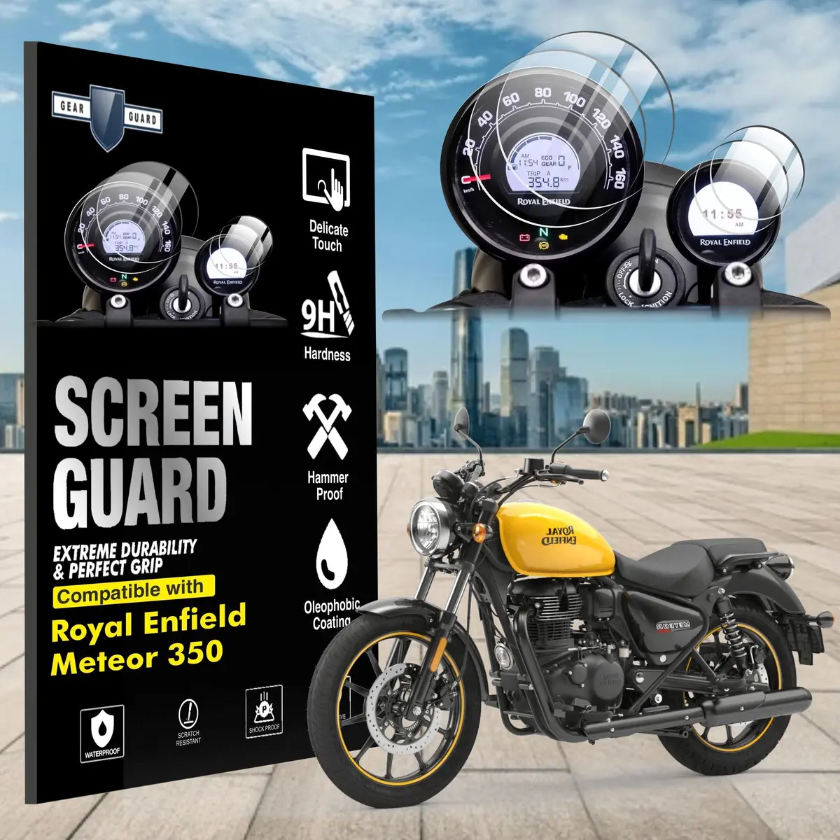 [2 Pack] Royal Enfield Meteor 350 Bike Accessories Instrument Cluster Screen Guard 1
