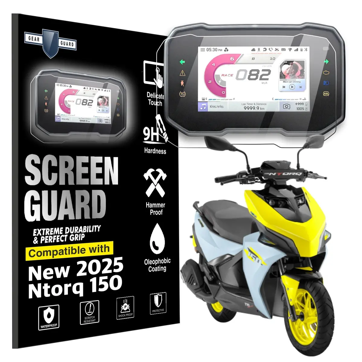[2 Pack] Tvs Ntorq 150-Top Model Instrument Cluster Digital Speed Meter Screen Protector [2025] 1