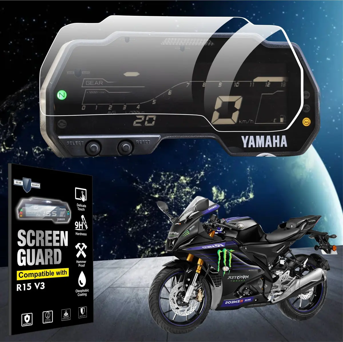 [2Pack] Yamaha R15 V3 Tft Instrument Cluster Digital Speed Meter Screen Protector [2018-2025] 1