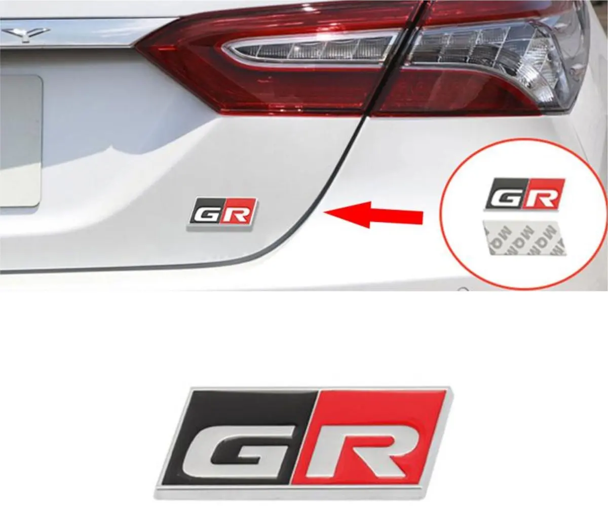 Gr 3D Sticker Black & Red - 6.7Cm X 2.9Cm 2