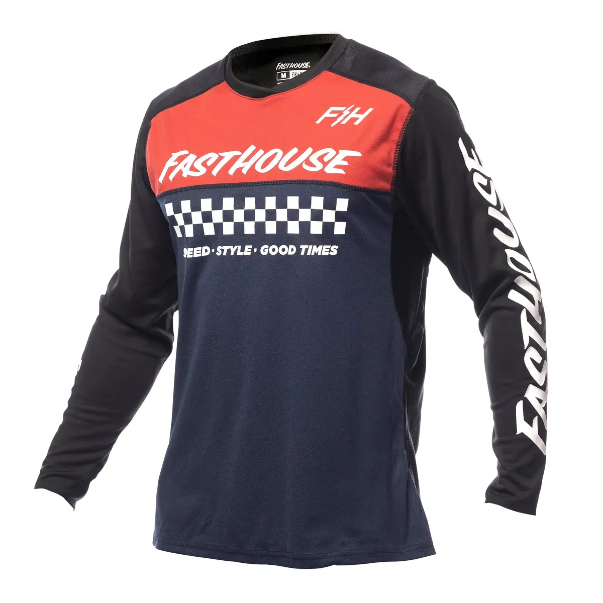 Fasthouse Alloy Mesa Long Sleeve Mtb Jersey - Heather Red-Navy 1
