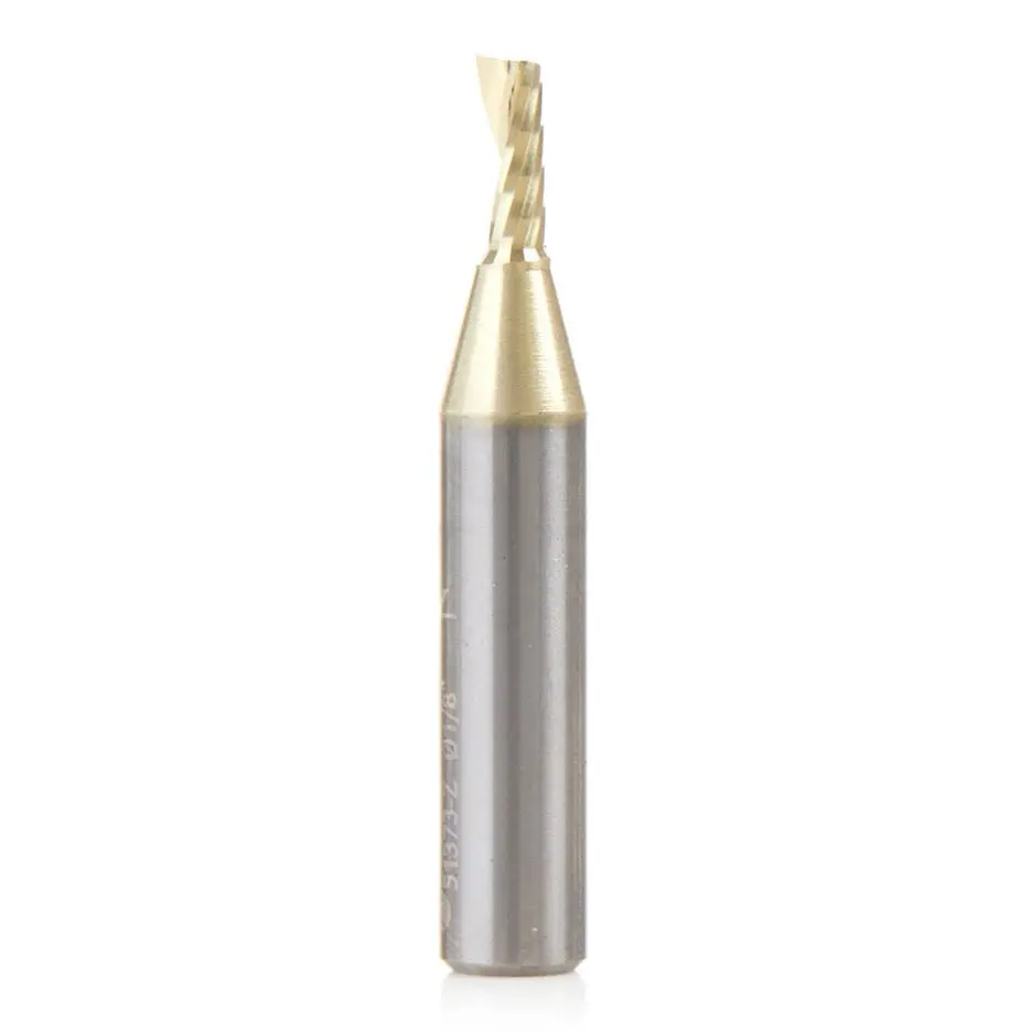 Amana Tool D 1/8 Inch O-Flute Upcut Spiral Router Bit For Aluminum With Zirconium Nitride Coating 51373-Z 1