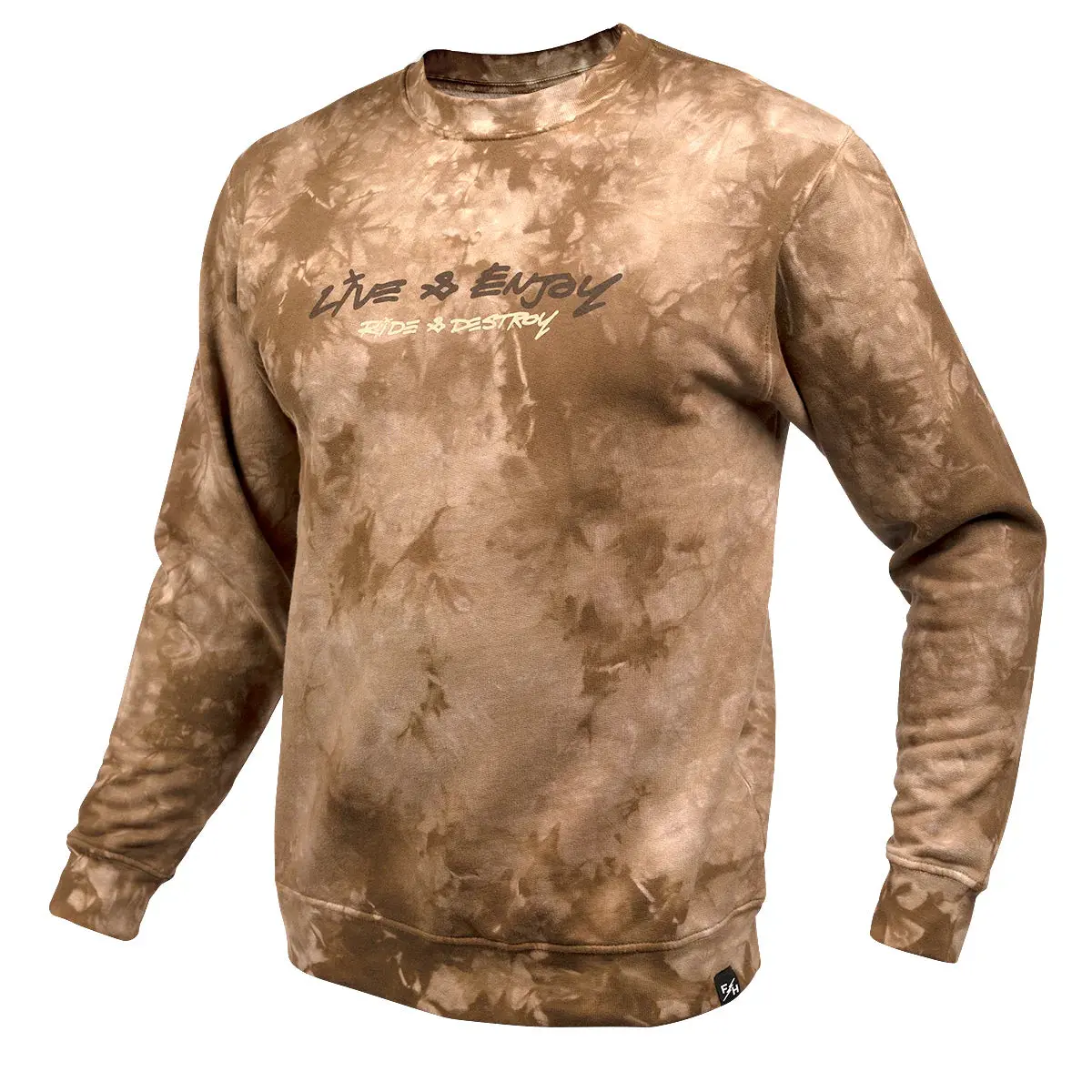 Fasthouse Emil Johansson Live And Enjoy Crew Neck Pullover - Tie Dye Brown-White 1