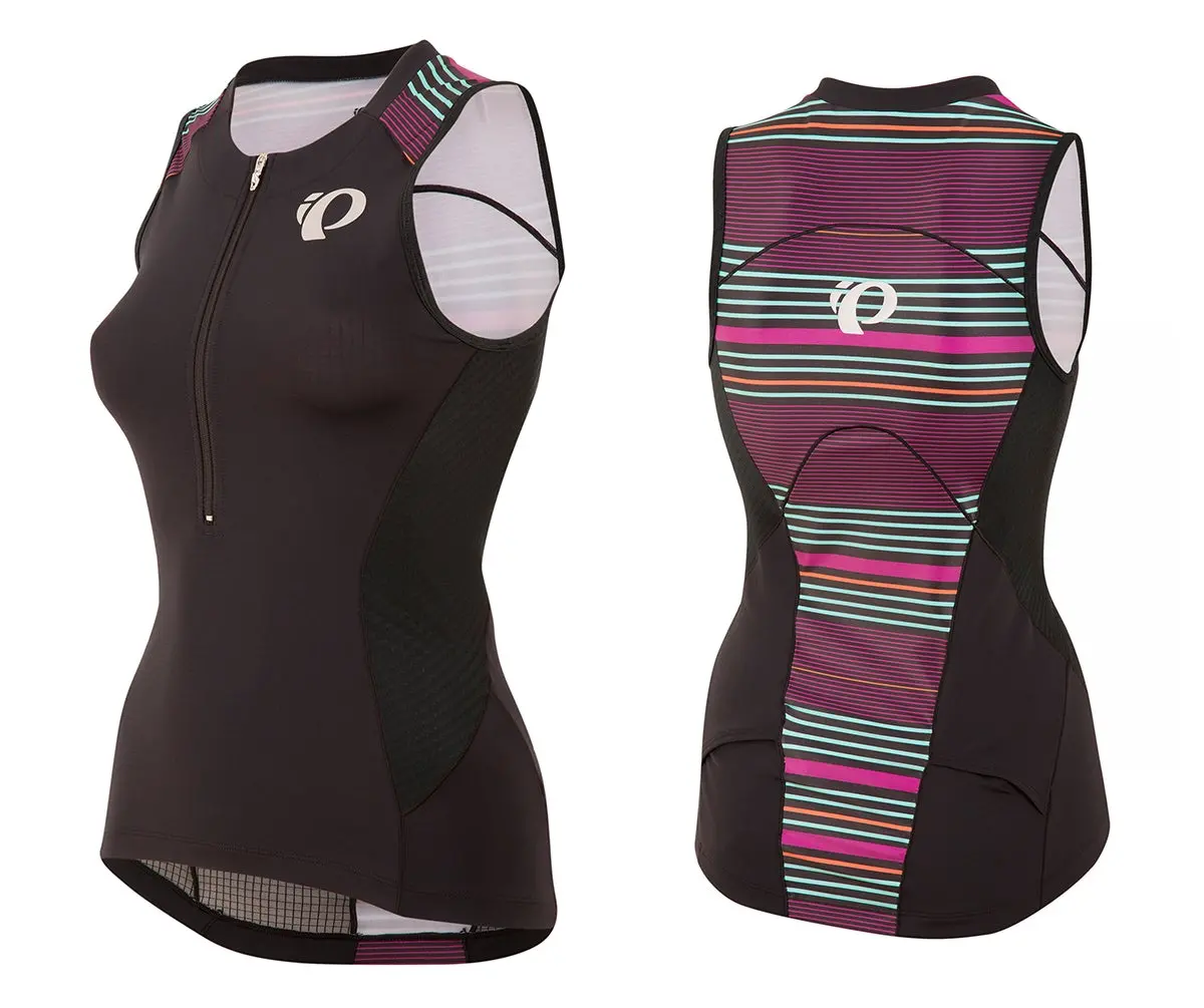 Pearl Izumi Elite Pursuit Tri Sleeveless Jersey - Womens - Black-Purple Wine Stripe 1