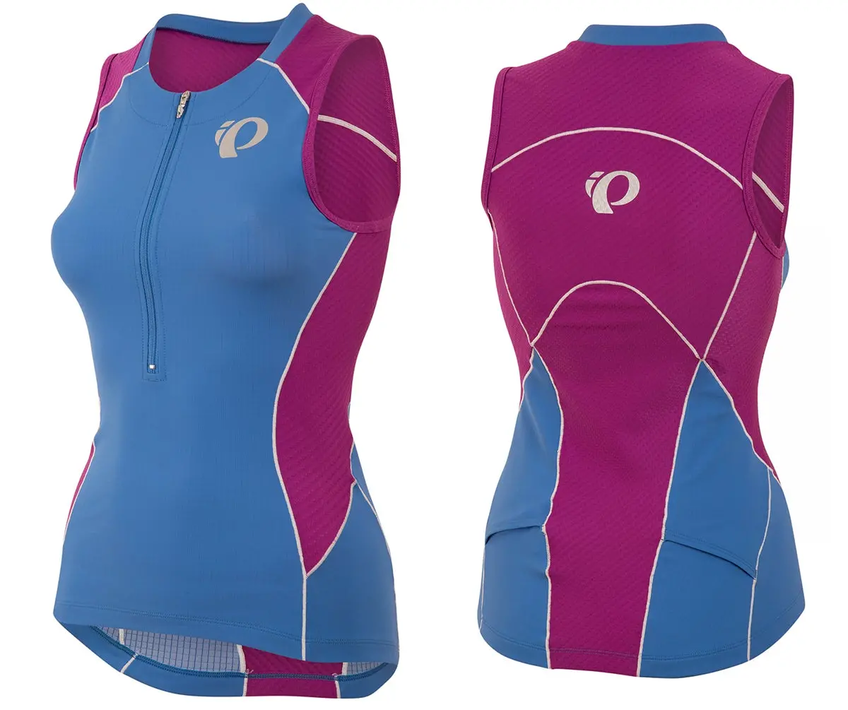 Pearl Izumi Elite Pursuit Tri Sleeveless Jersey - Womens - Sky Blue-Purple Wine 1