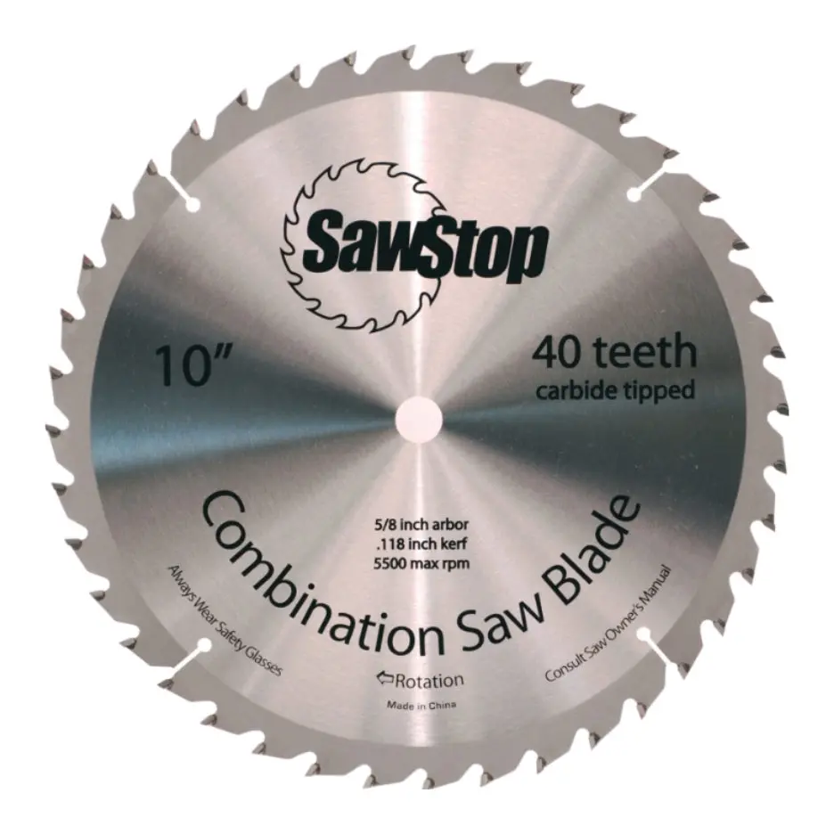 Sawstop Combination Circular Saw Blade 10 Inch X 40T Atb With 5/8 Inch Bore Cns-07-148 1