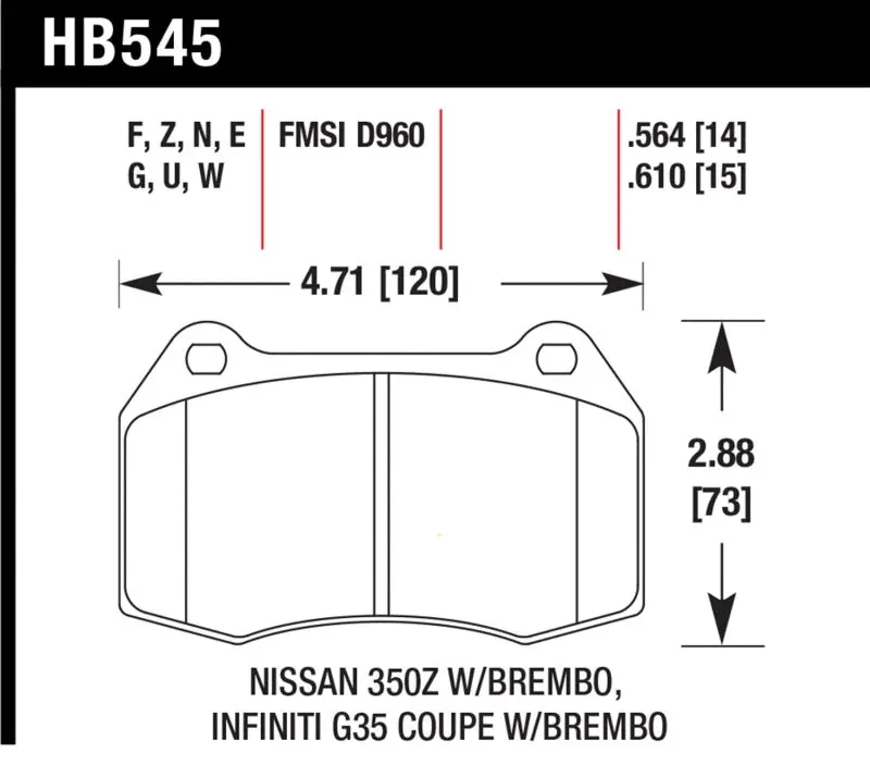Hawk Hp Plus Front Brake Pads – Optimized For 2003–2007 Infiniti G35 And Nissan 350Z With Brembo Calipers 1