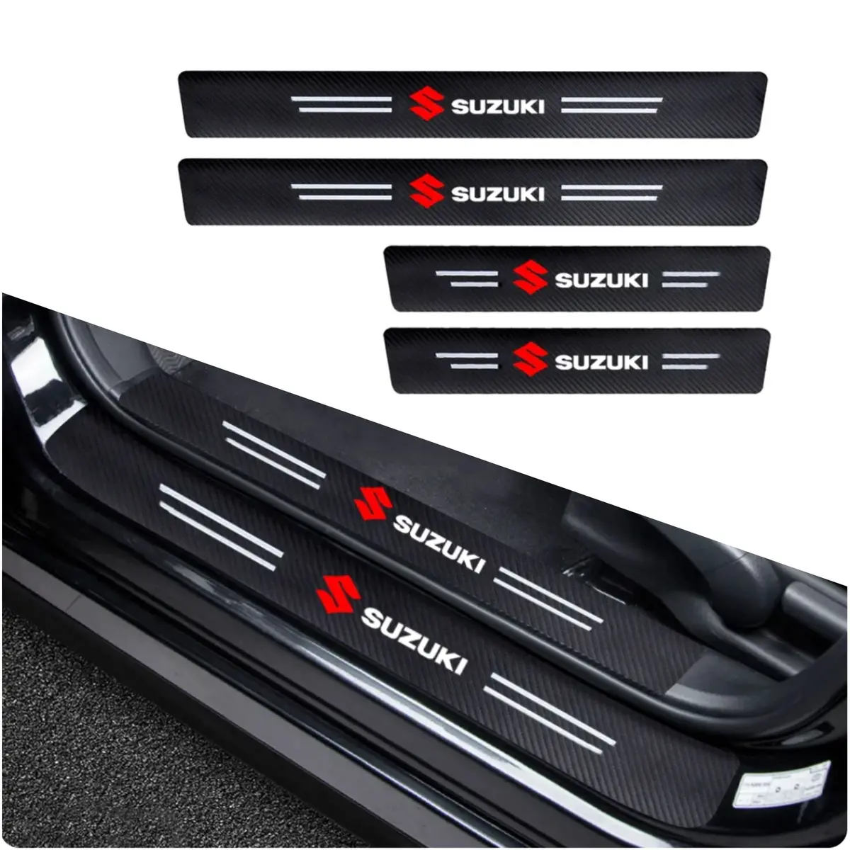 Premium Carbon Fiber Car Door Sill Protector With Logo 10