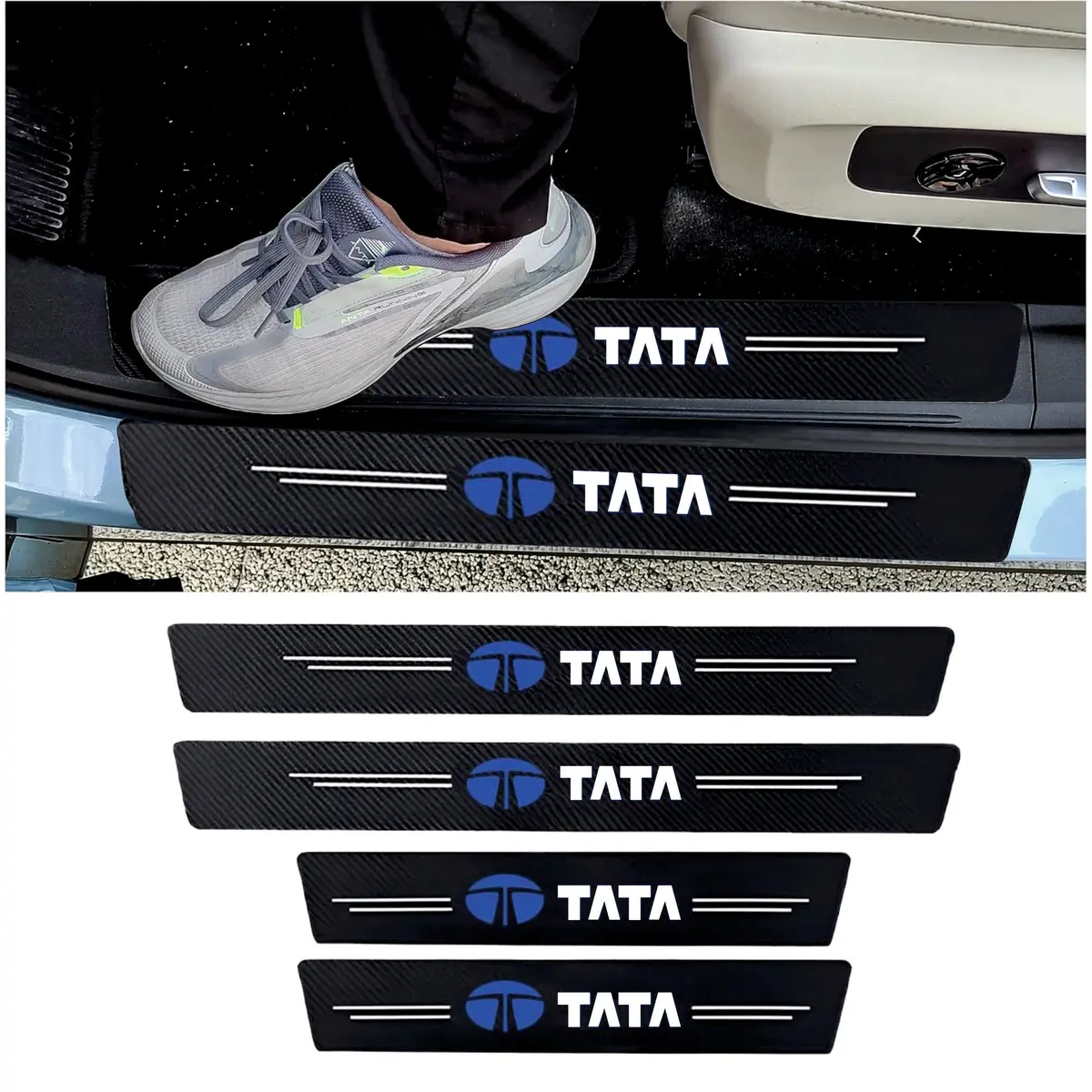 Premium Carbon Fiber Car Door Sill Protector With Logo 11