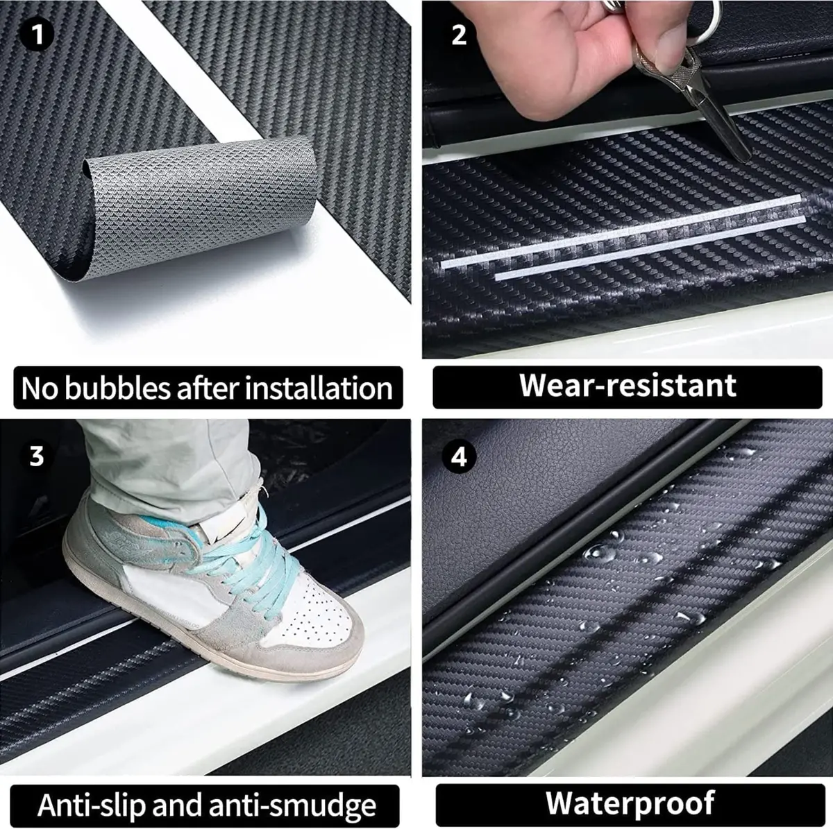Premium Carbon Fiber Car Door Sill Protector With Logo 4