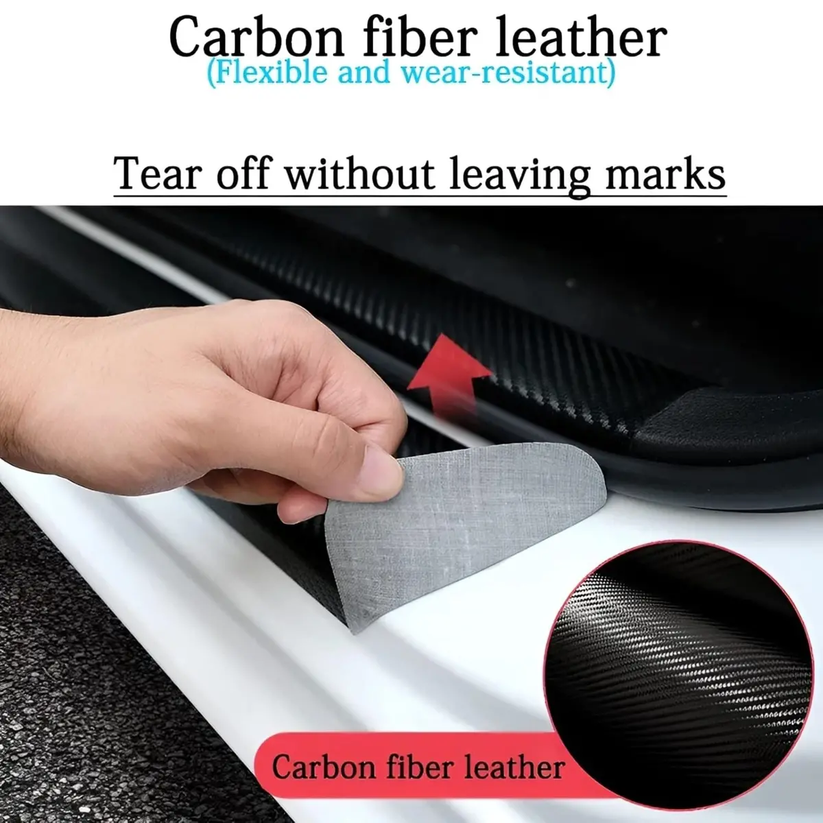 Premium Carbon Fiber Car Door Sill Protector With Logo 3