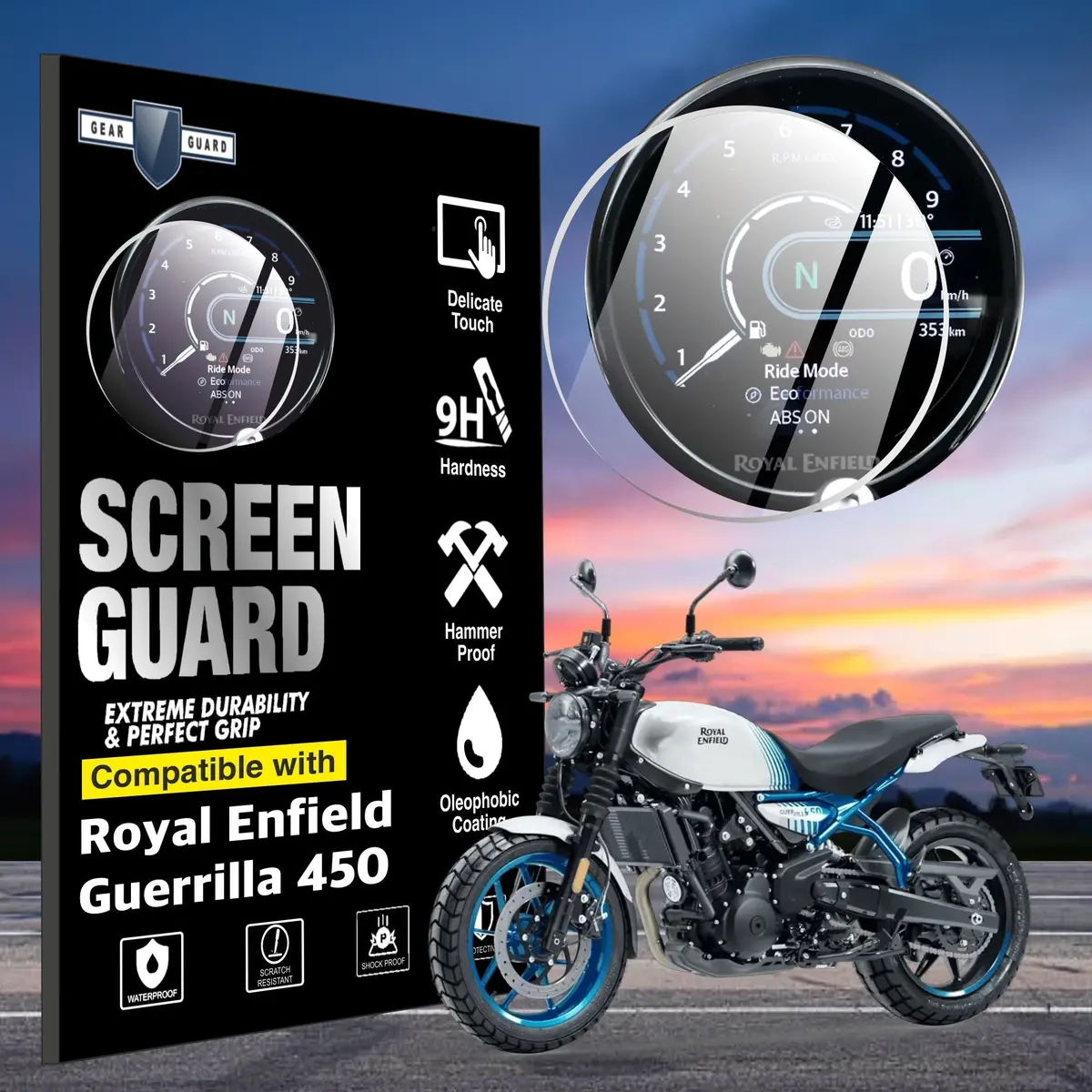 [2 Pack] Royal Enfield Guerrilla 450 (2025+) Bike Instrument Cluster Screen Guard 1