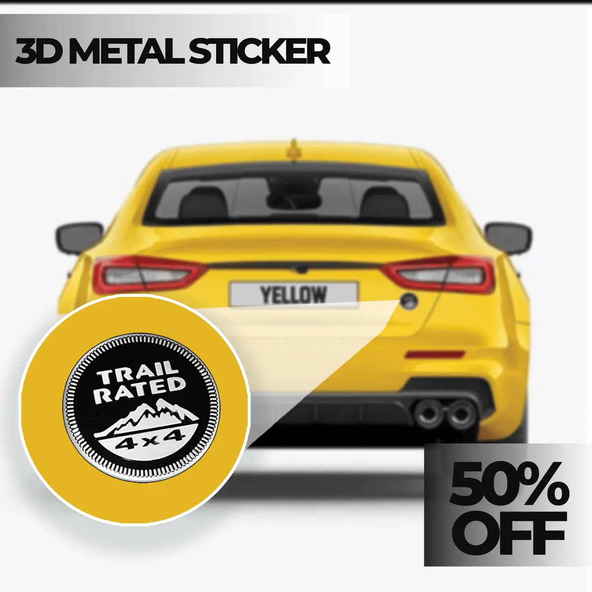 Trail Rated 4X4 3D Metal Sticker - 7Cm X 7Cm 1