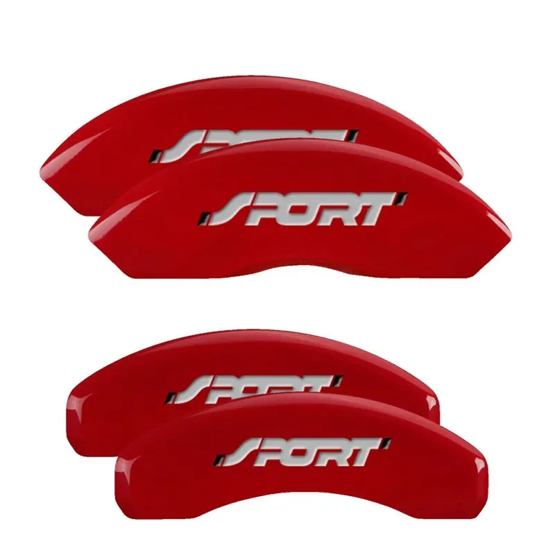 Mgp Engraved Brake Caliper Covers – 4-Piece Set (Front & Rear), Edge Red Finish Over Silver Base 2