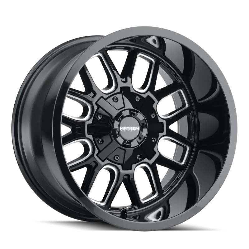 Mayhem Cogent Forged Wheel – 22X10 Inch, 5X127 Bolt Pattern, -19Mm Offset, 87.1Mm Hub Bore, Black W/ Milled Spokes 1