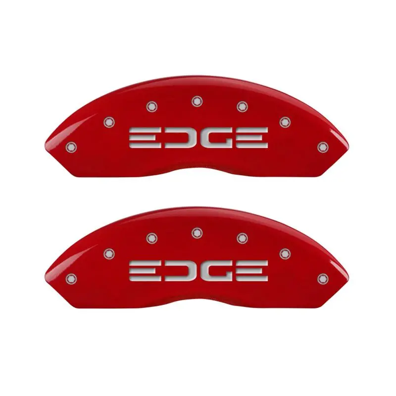 Mgp Engraved Brake Caliper Covers – 4-Piece Set (Front & Rear), Edge Red Finish Over Silver Base 1